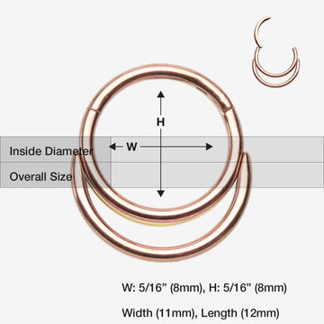 Detail View 1 of Rose Gold Classic Double Loop Accent Clicker Hoop Ring